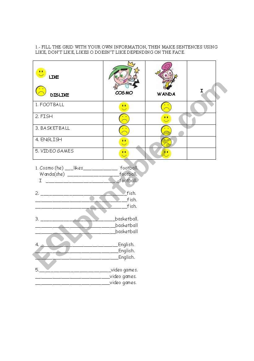 likes and dislikes(fairy oddparents)