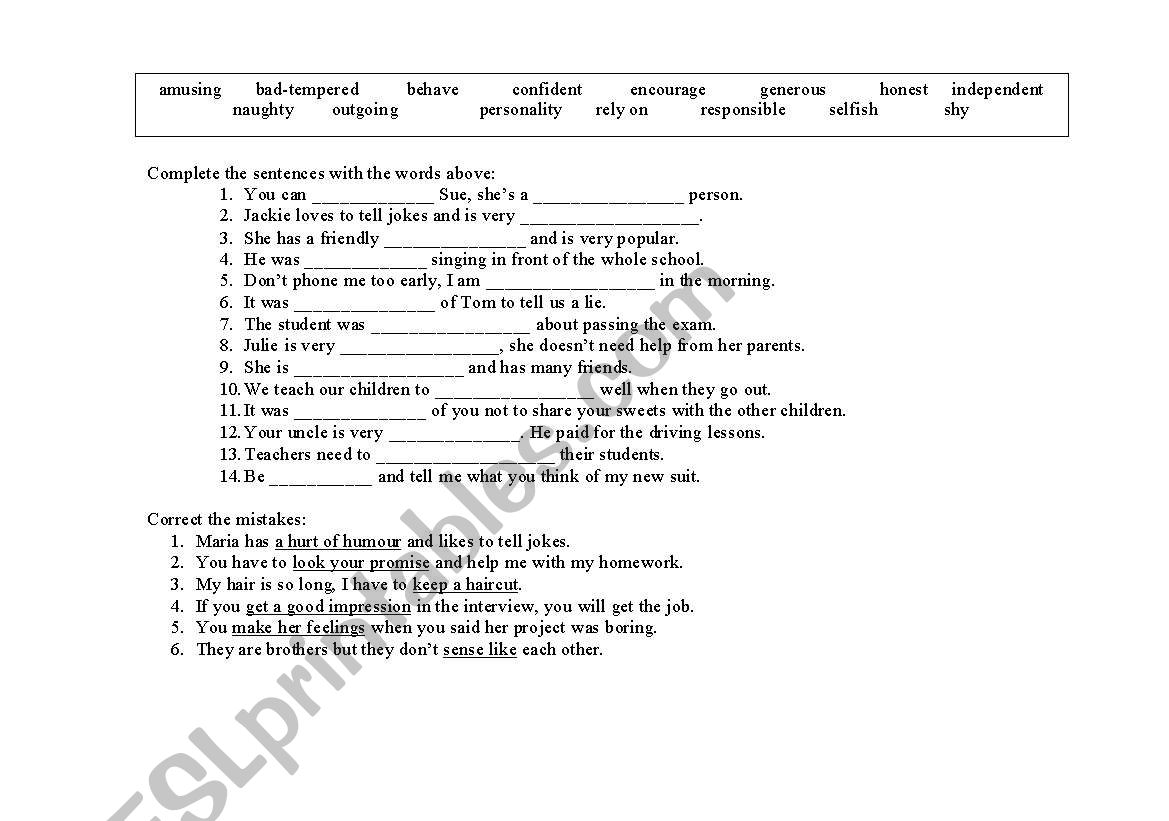 vocabulary quiz worksheet