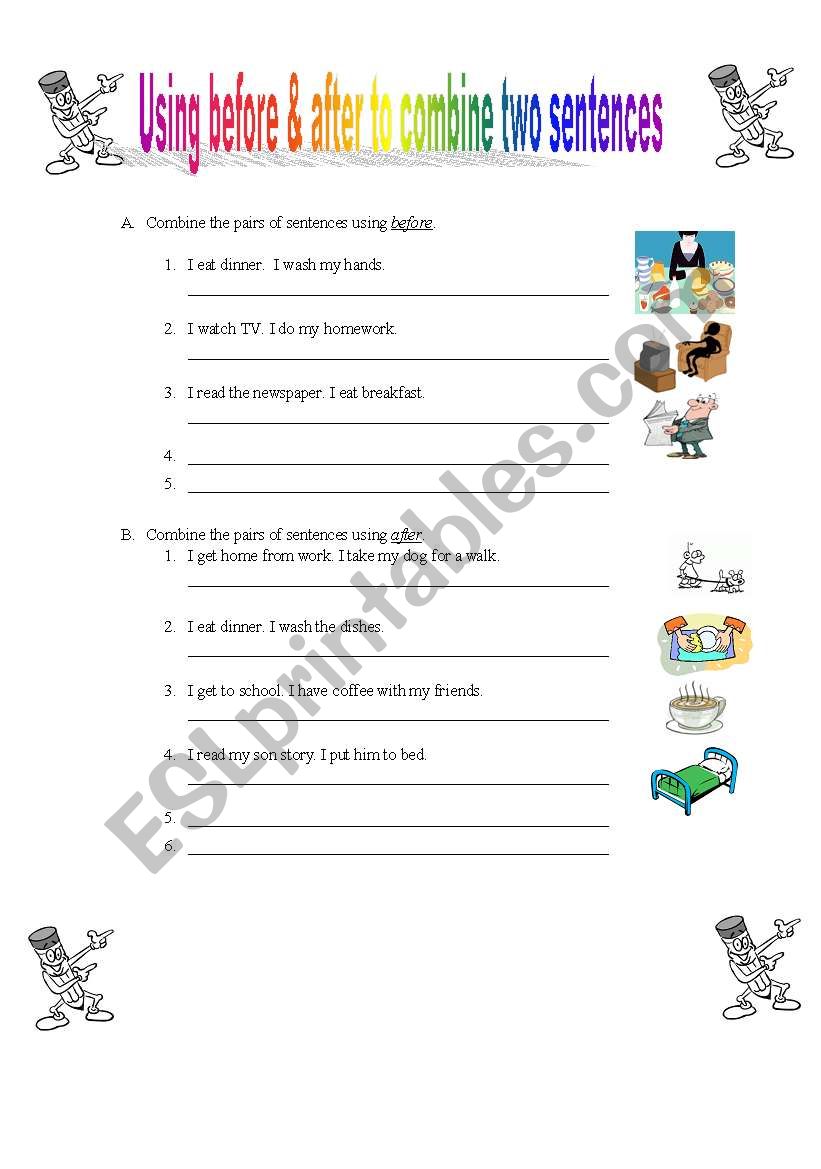 Using before & after to combine two sentences 