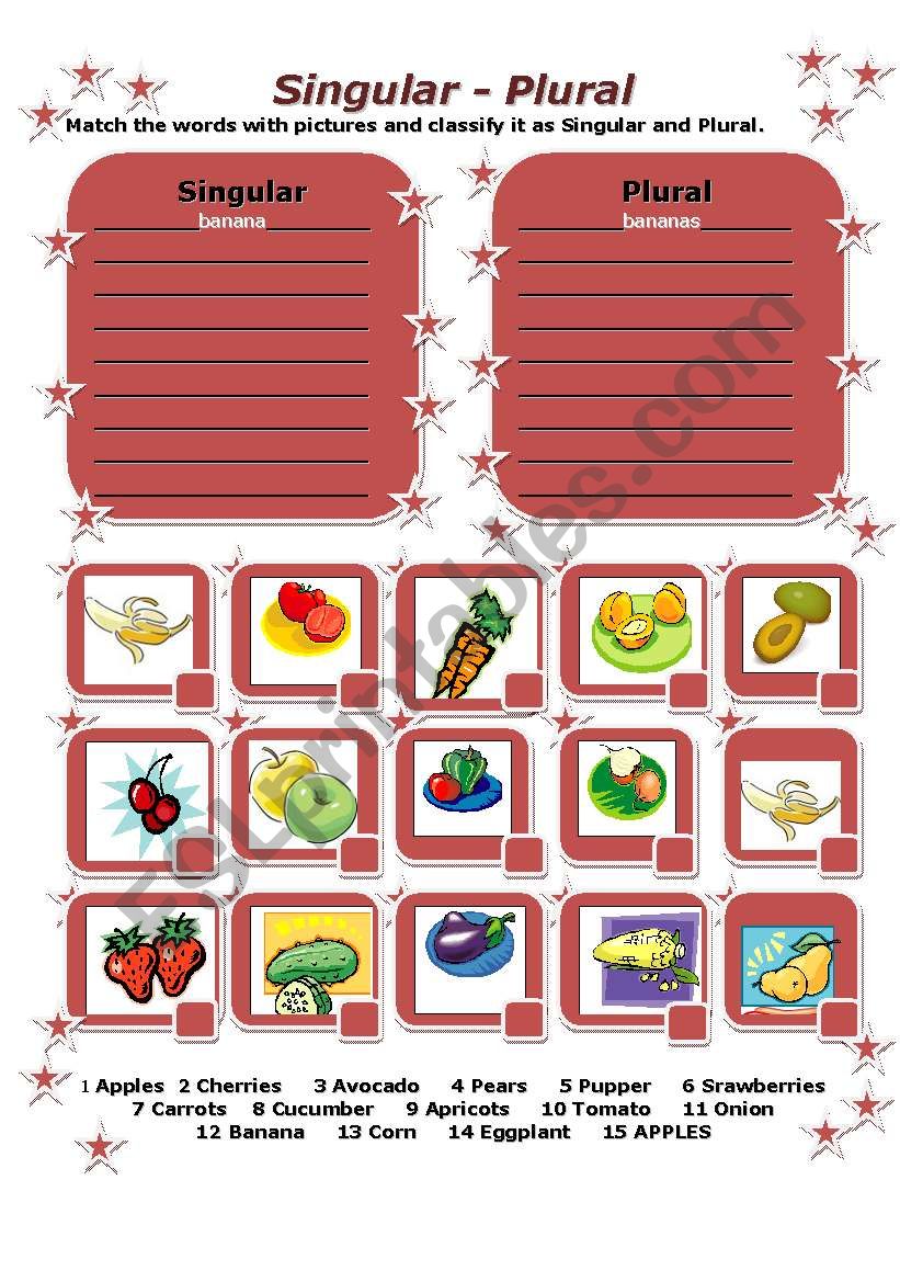 Singular vs. Plural (2/2) worksheet