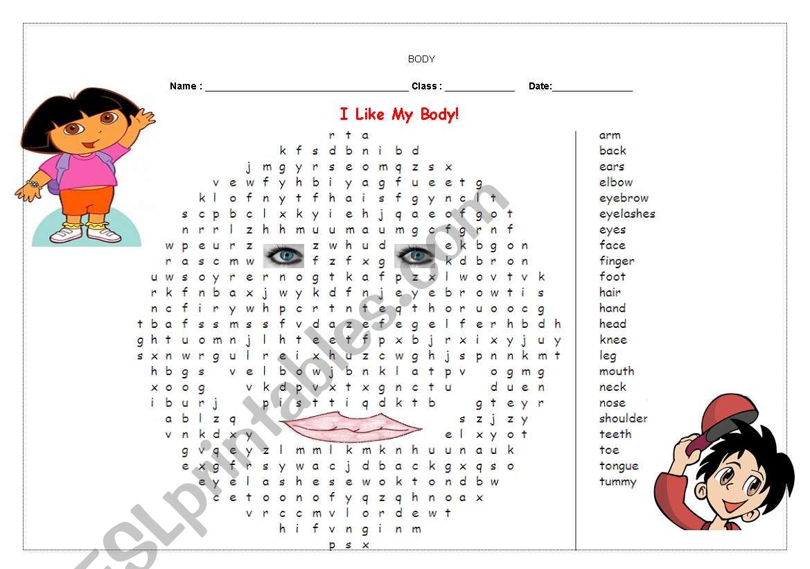 body words worksheet