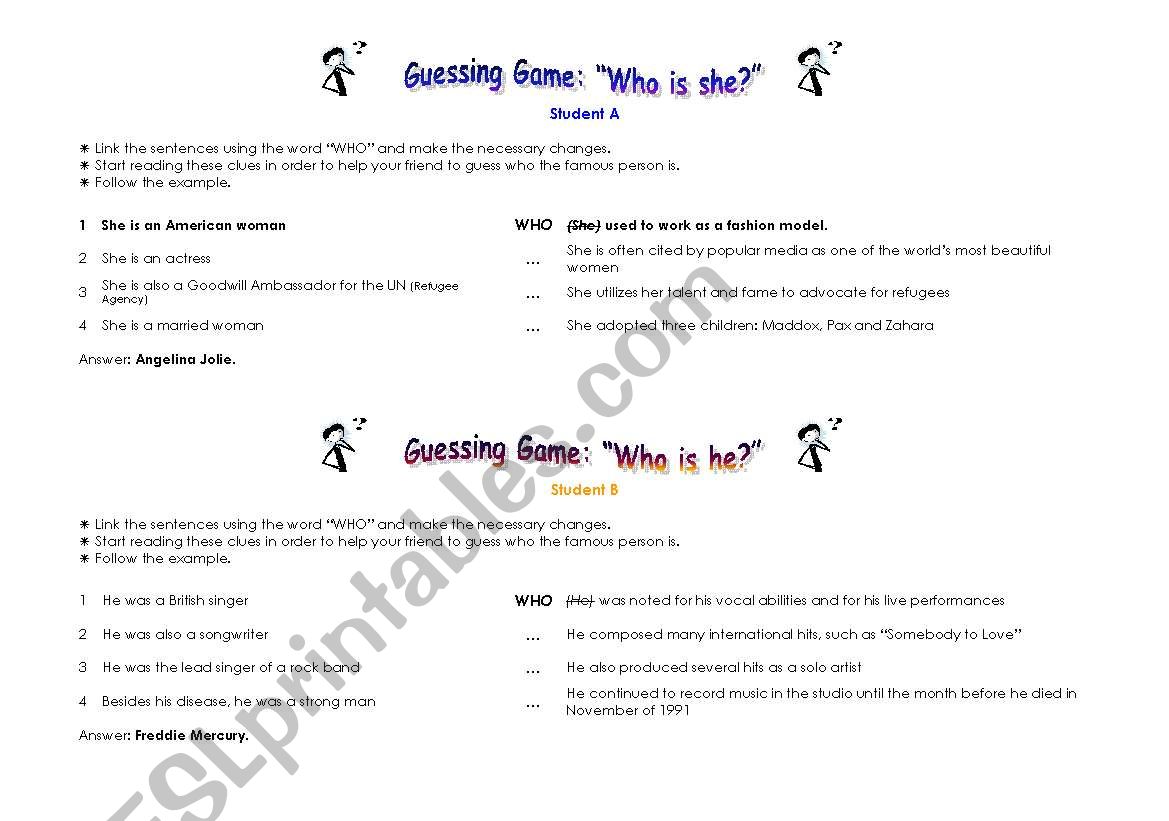 Guessing Game worksheet