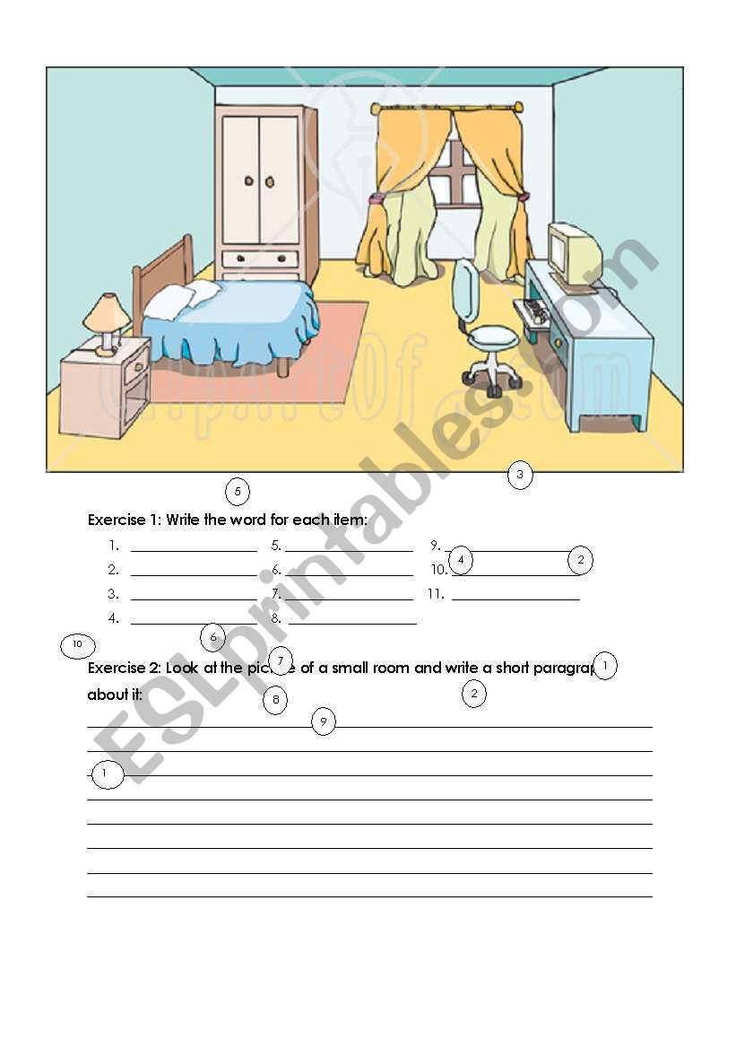 Exercise about Bedroom 2 worksheet