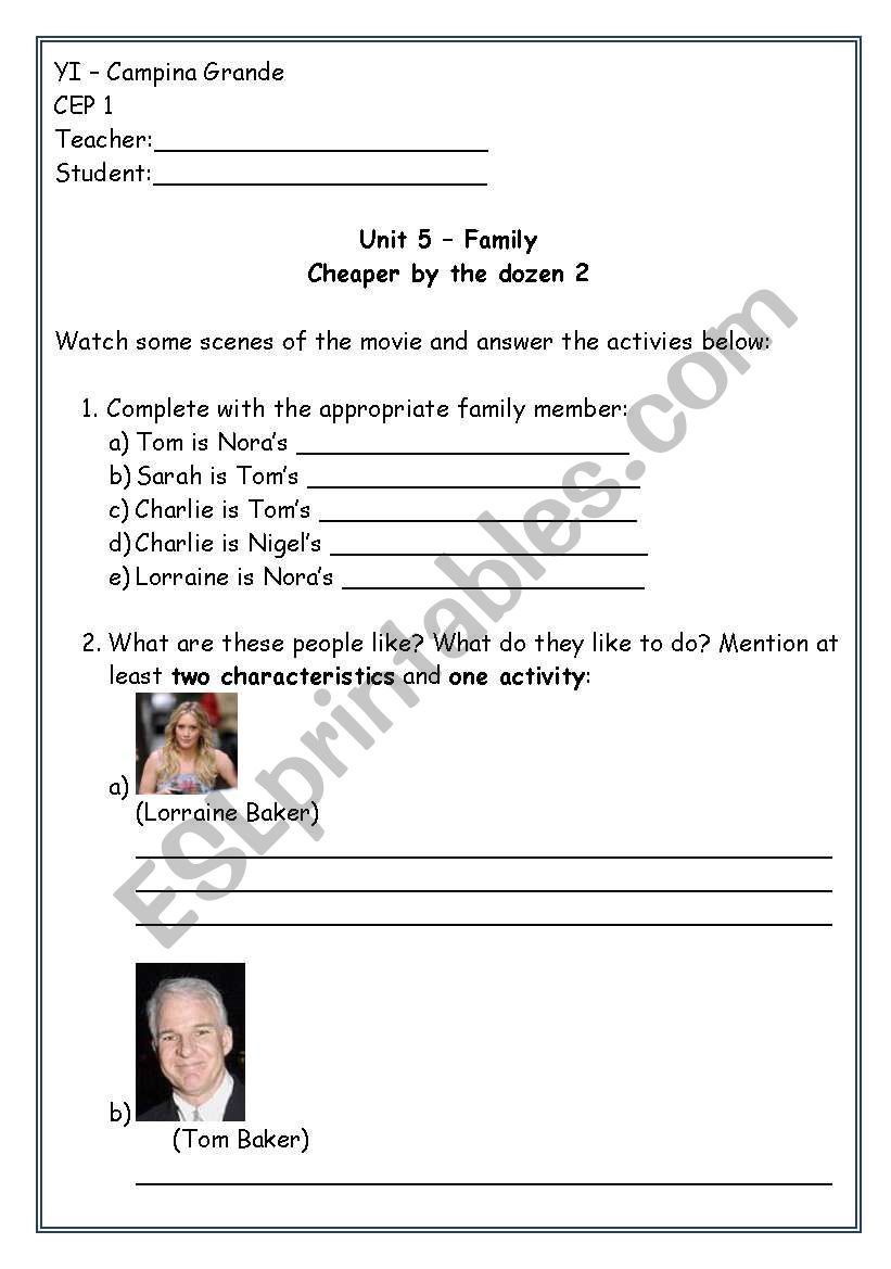 Cheaper by the dozen 2 activity