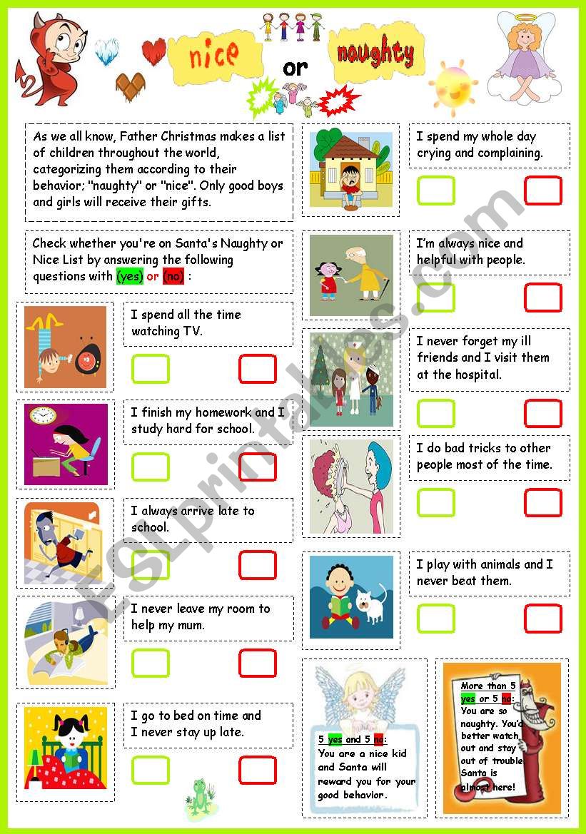 Nice or Naughty? worksheet