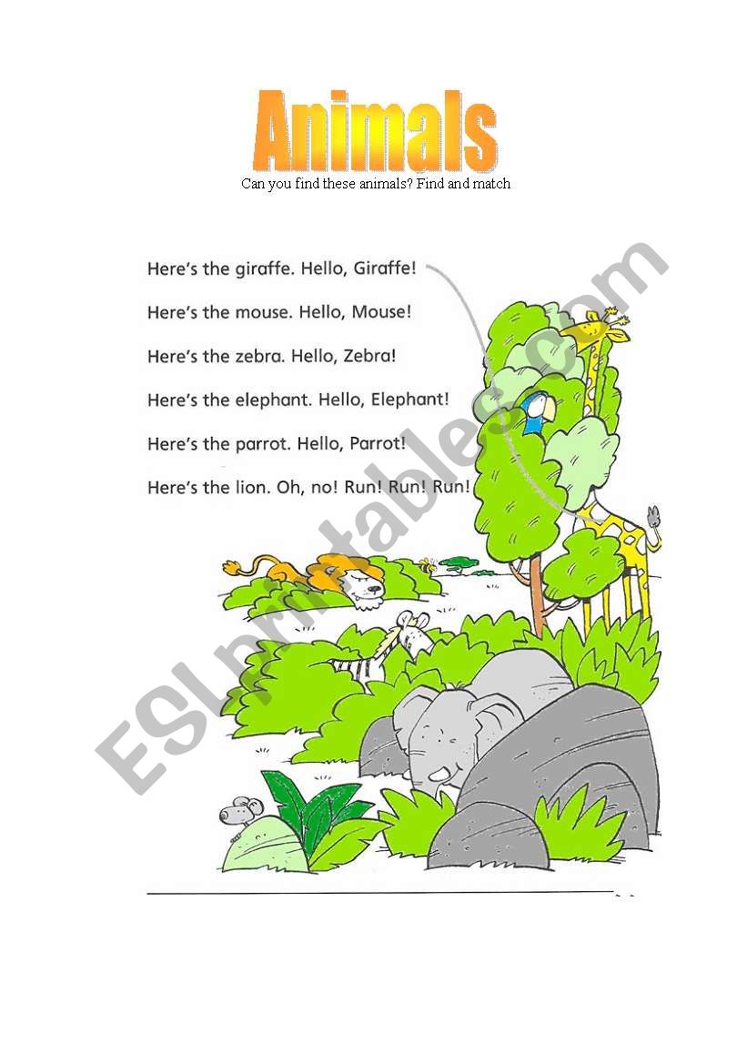 animals worksheet