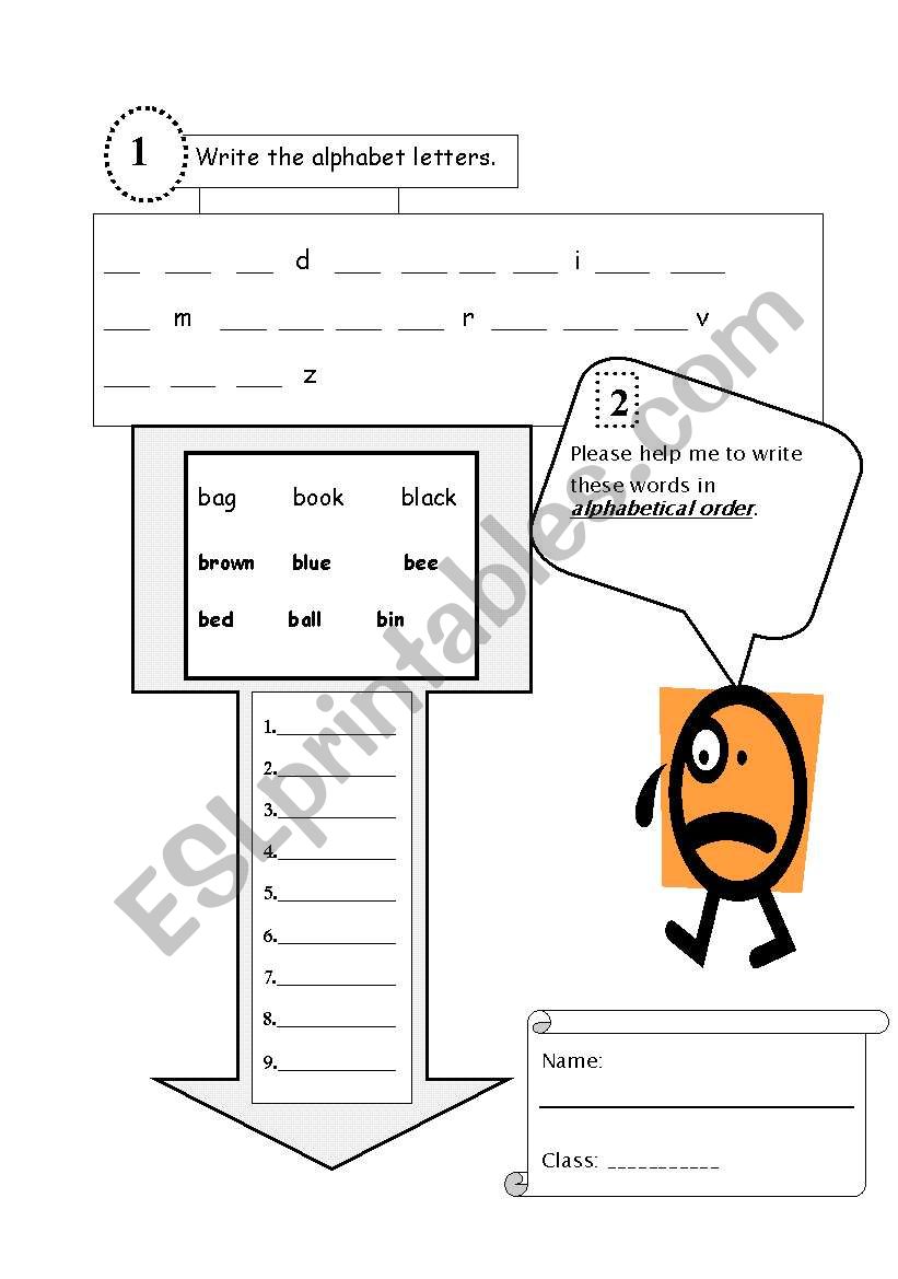 alphapetical order worksheet