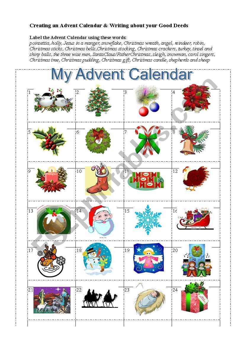 Creating an Advent Calendar worksheet