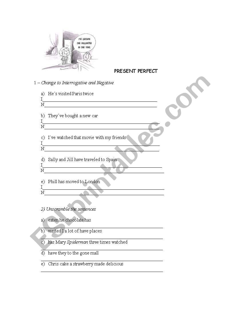 Present Perfec worksheet