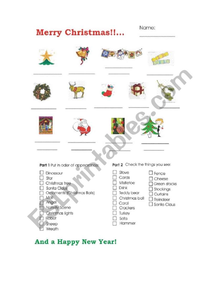 Christmas Vocabulary worksheet