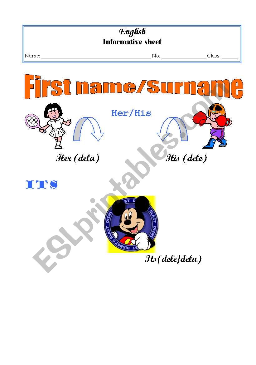 Firts name/surname worksheet