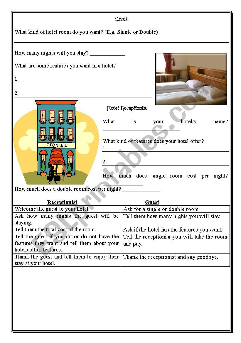 Structured Student-Created Conversation - Hotel Reception