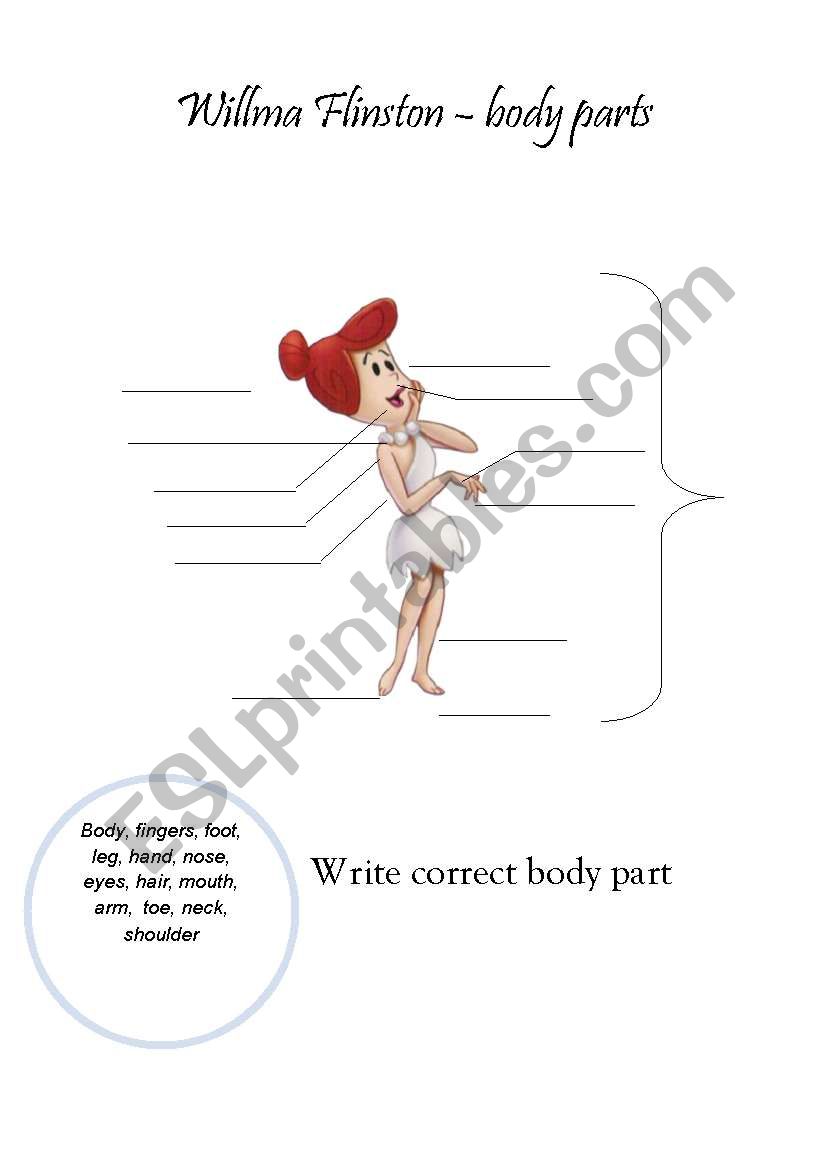 Body parts- Willma Flinston worksheet