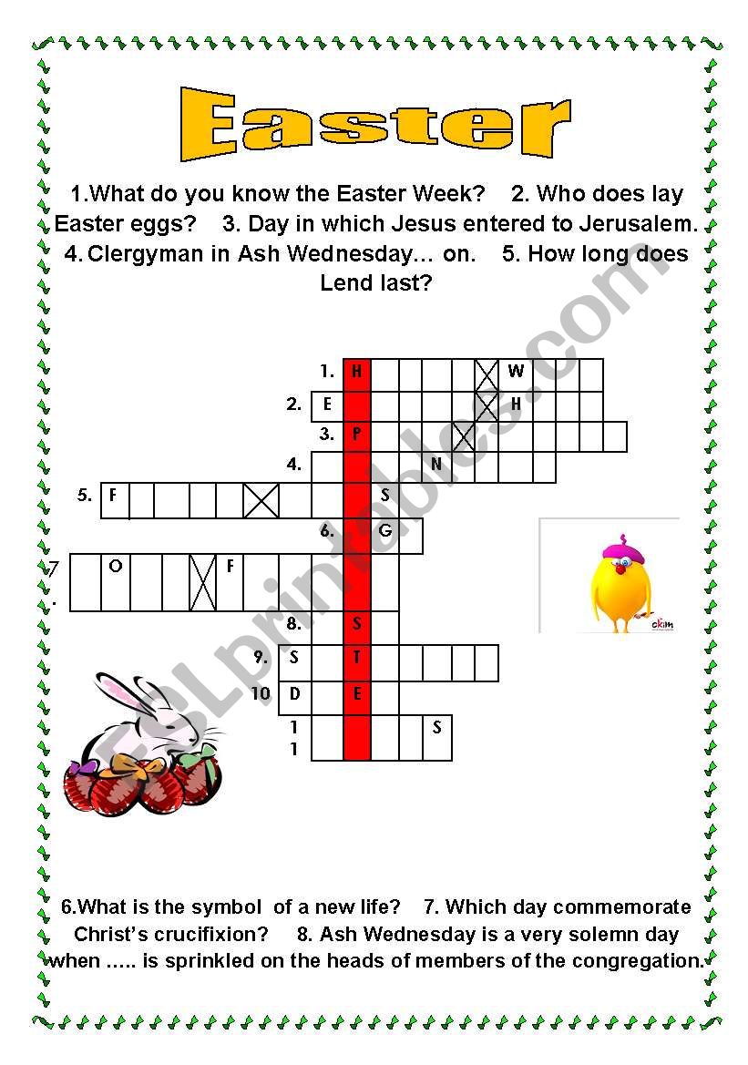 Easter crossword worksheet