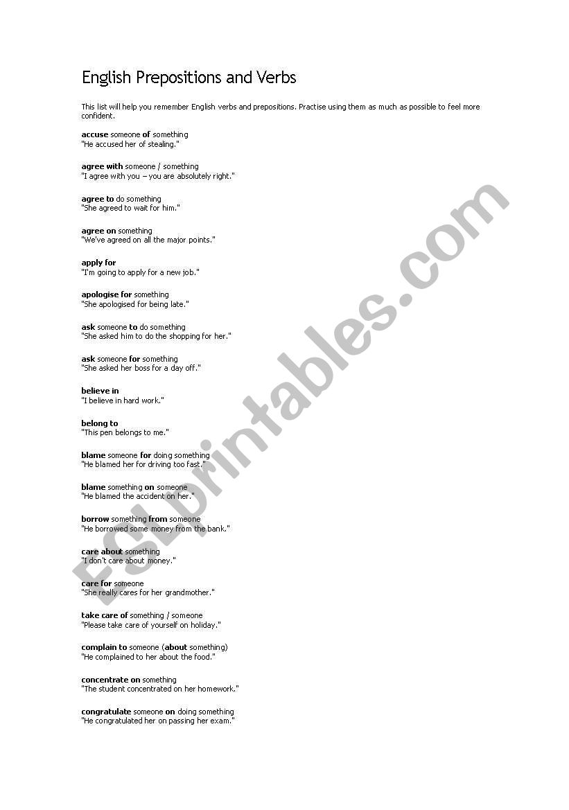 English Prepositions and Verbs 