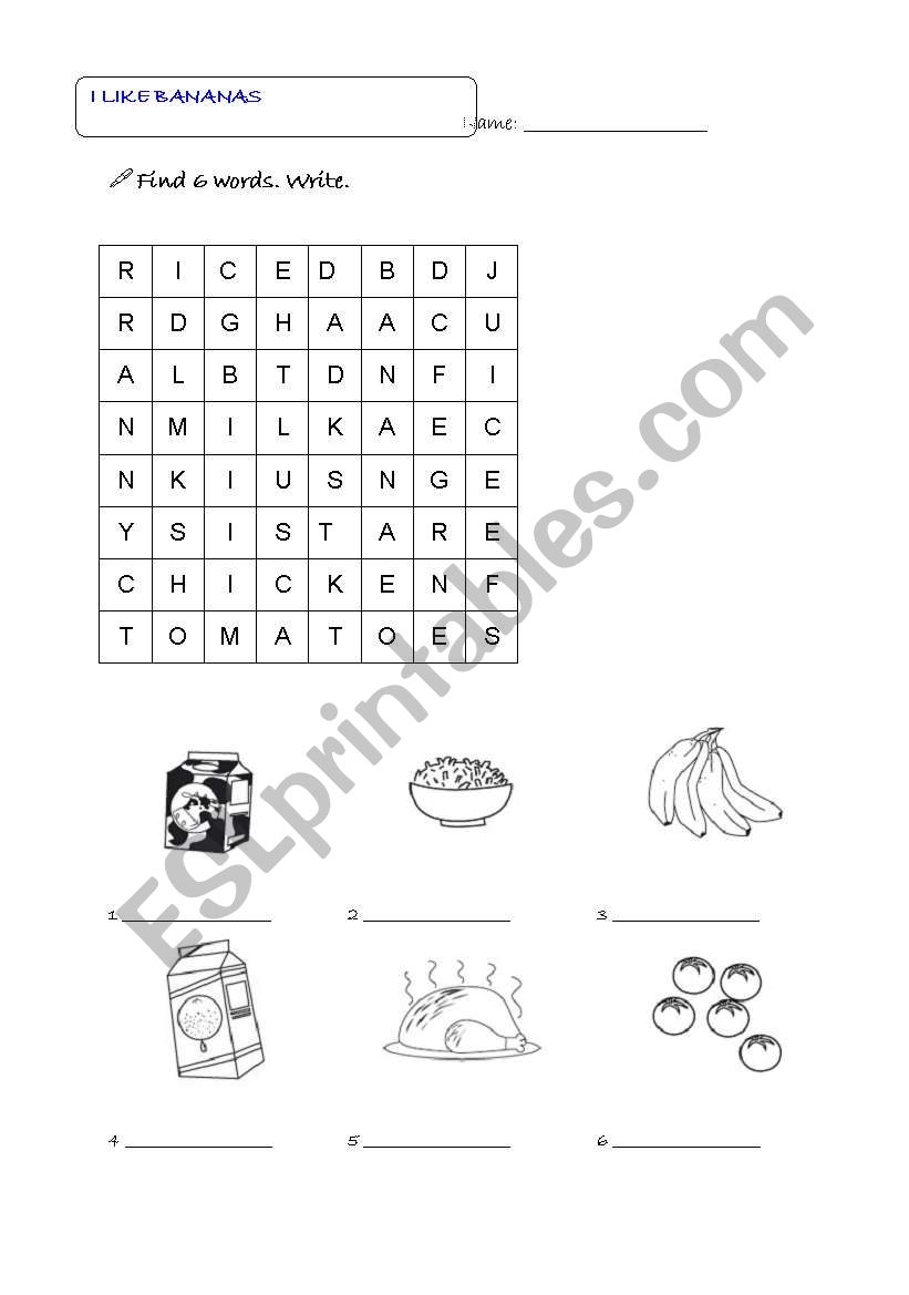 Wordsearch worksheet