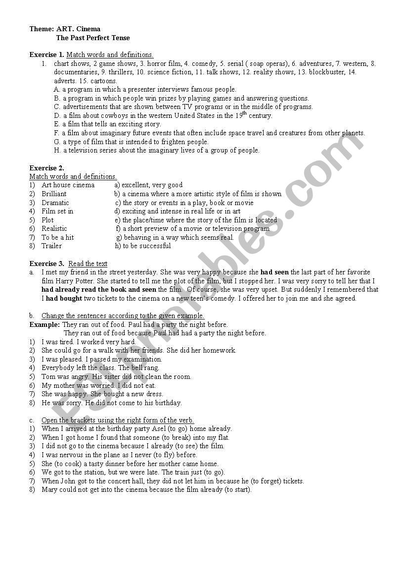 Cinema _ TEST  worksheet