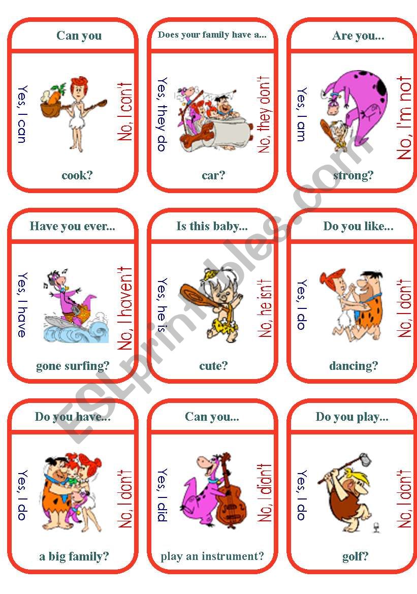 Flinstones Conversation Game worksheet