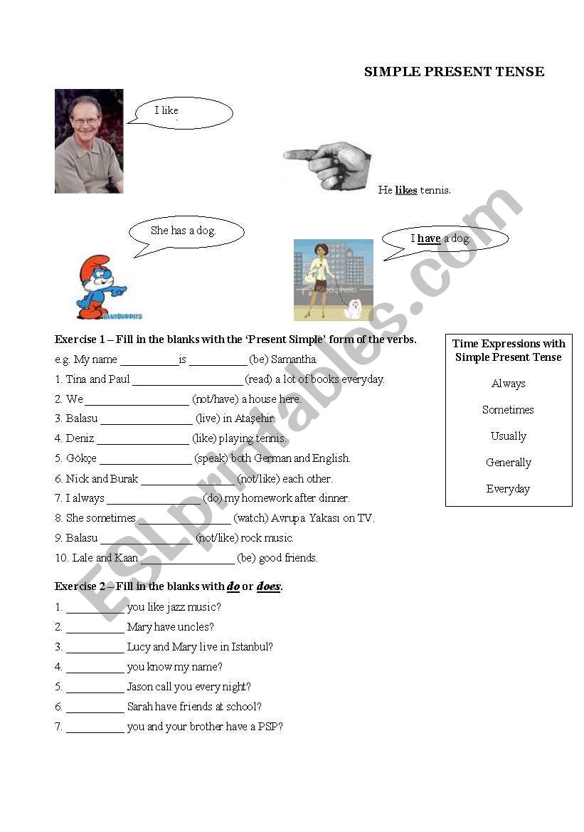 Simple Present Tense worksheet