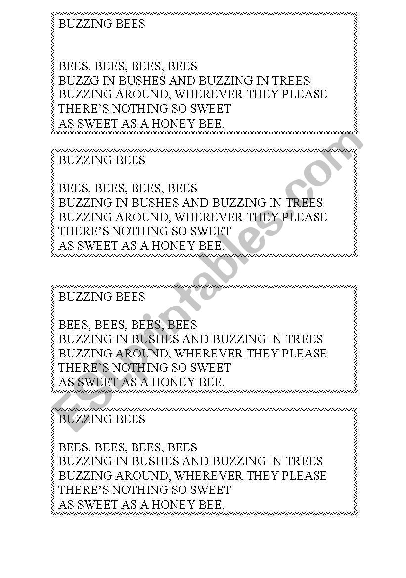 BUZZING BEES worksheet