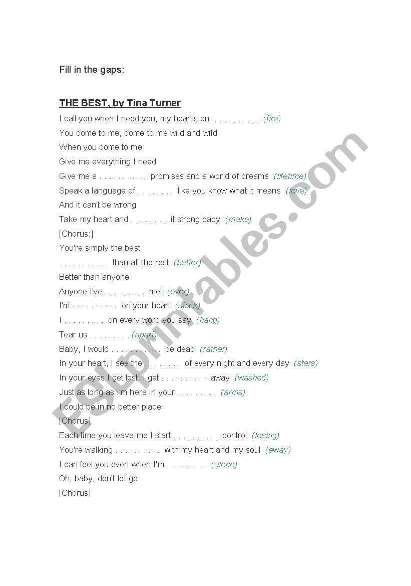 The best worksheet