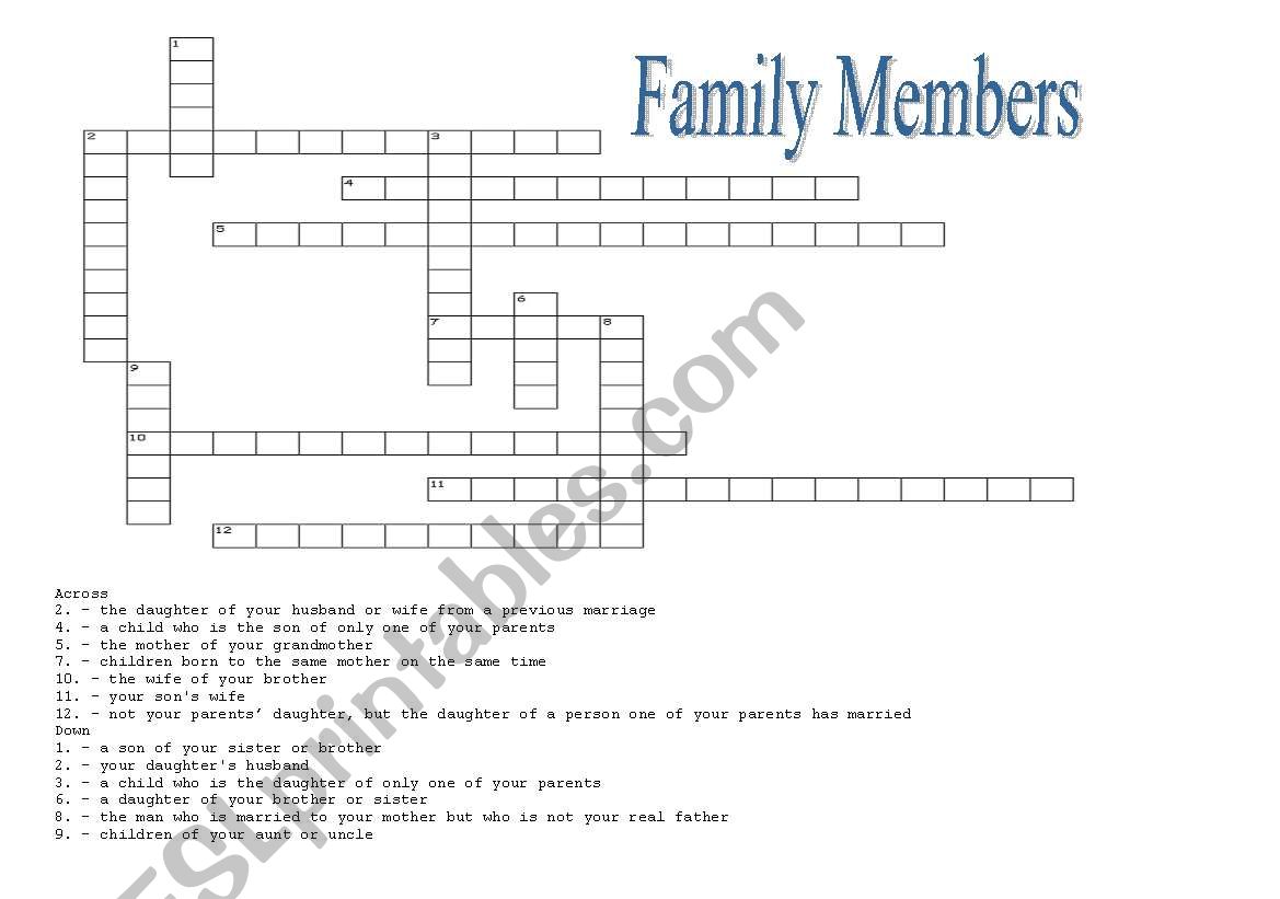 Family members worksheet