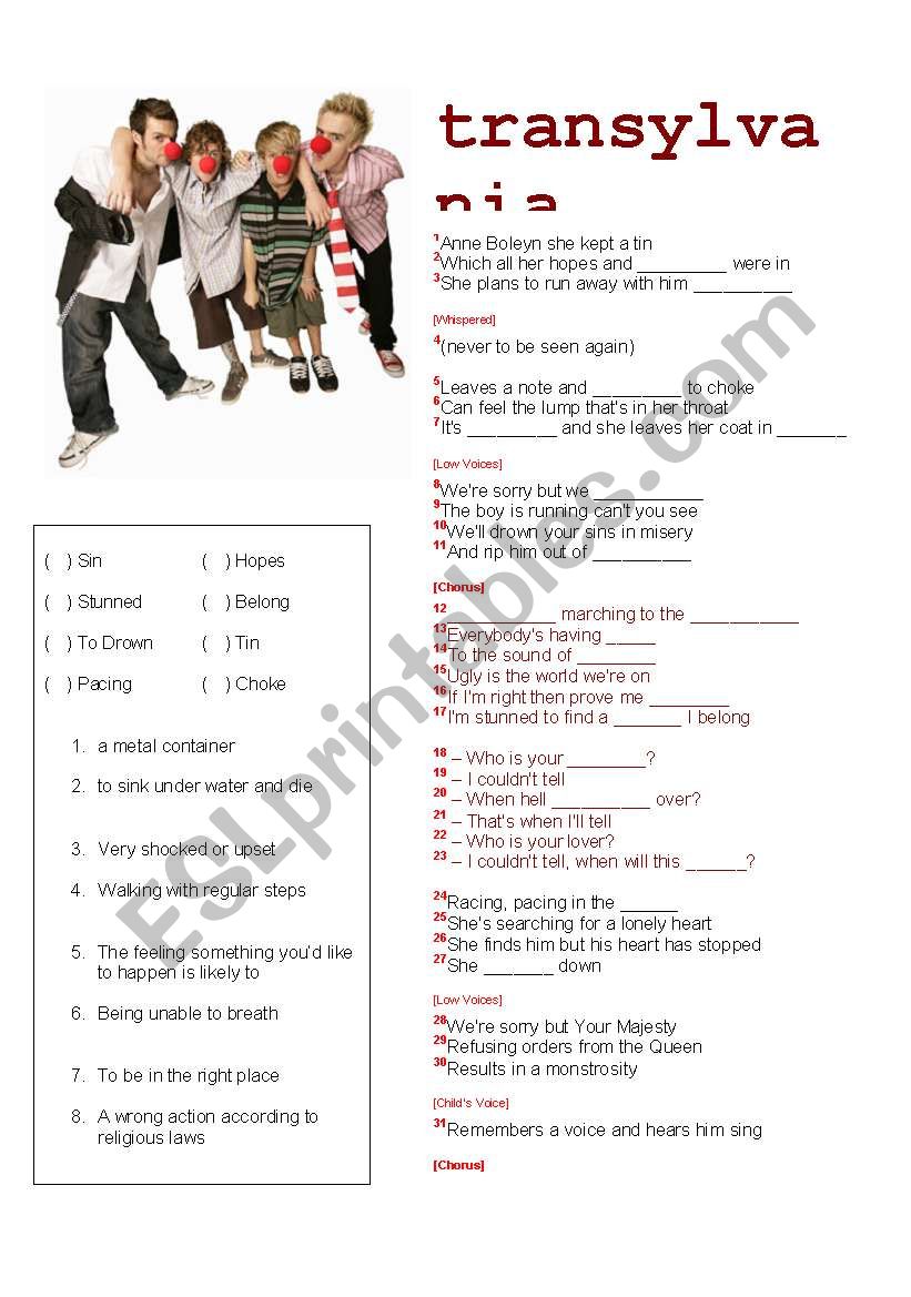 Transylvania worksheet