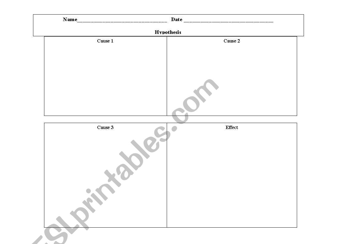 Cause and Effect Relationship worksheet