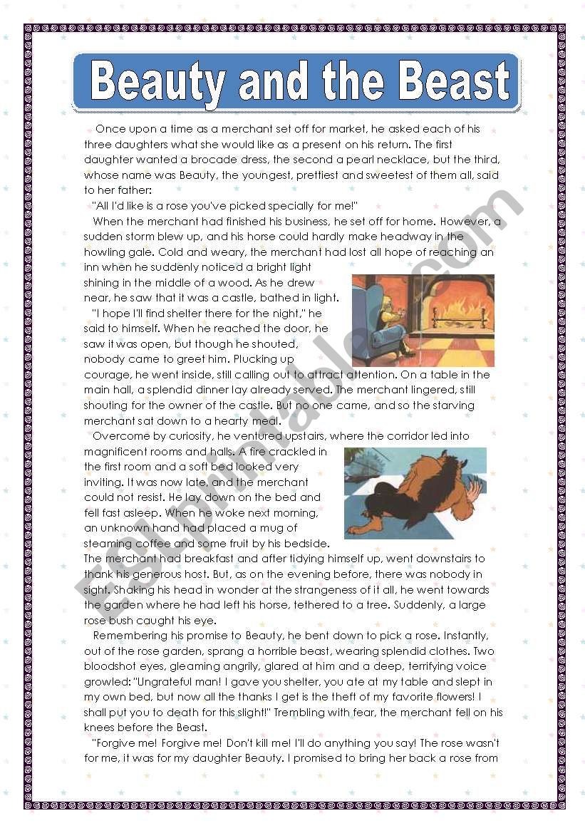 BEAUTY AND THE BEAST worksheet