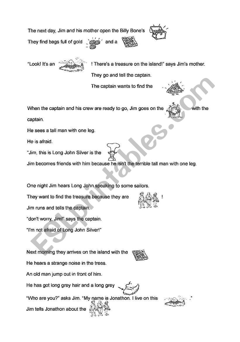 The story of Treasure Island worksheet