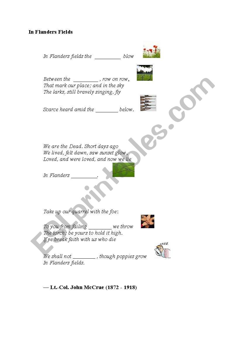 In Flanders Fields  worksheet