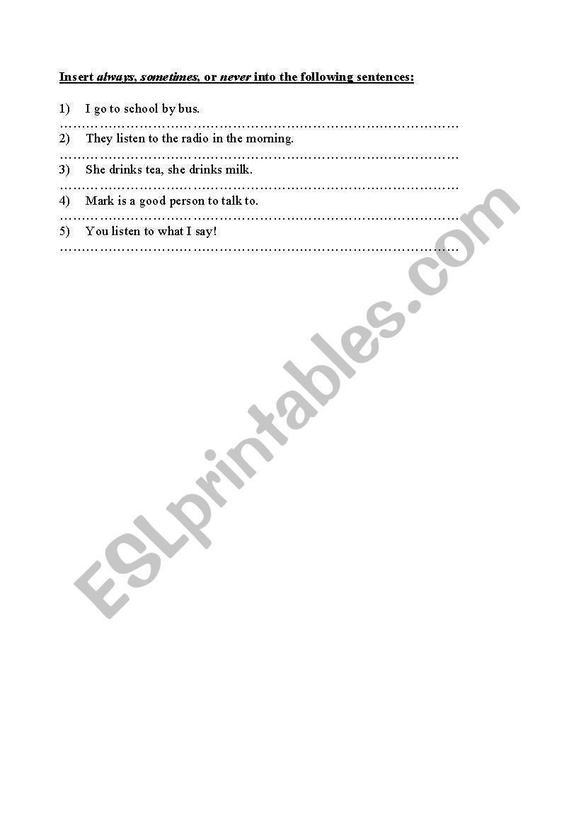 adverbs of frequency worksheet