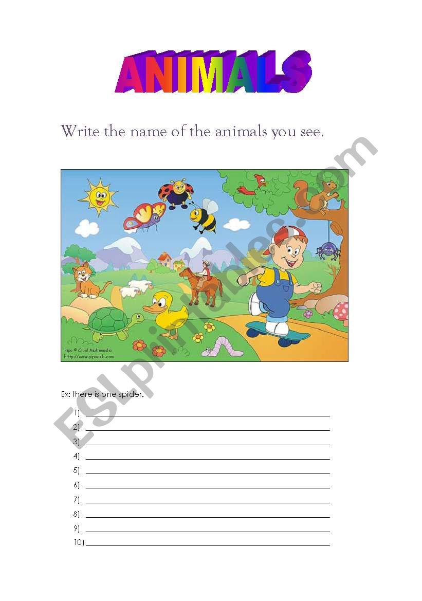 Animals worksheet