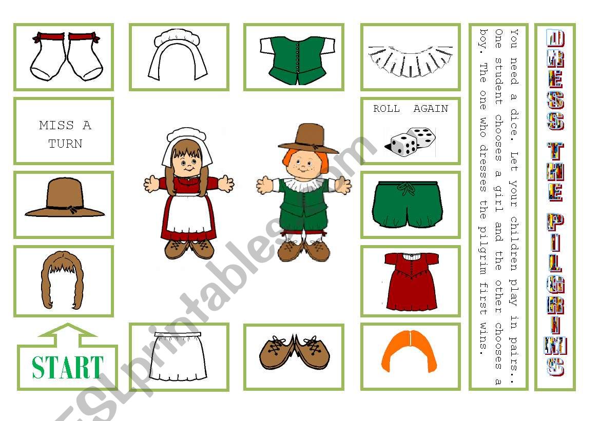 DRESS THE PILGRIMS worksheet