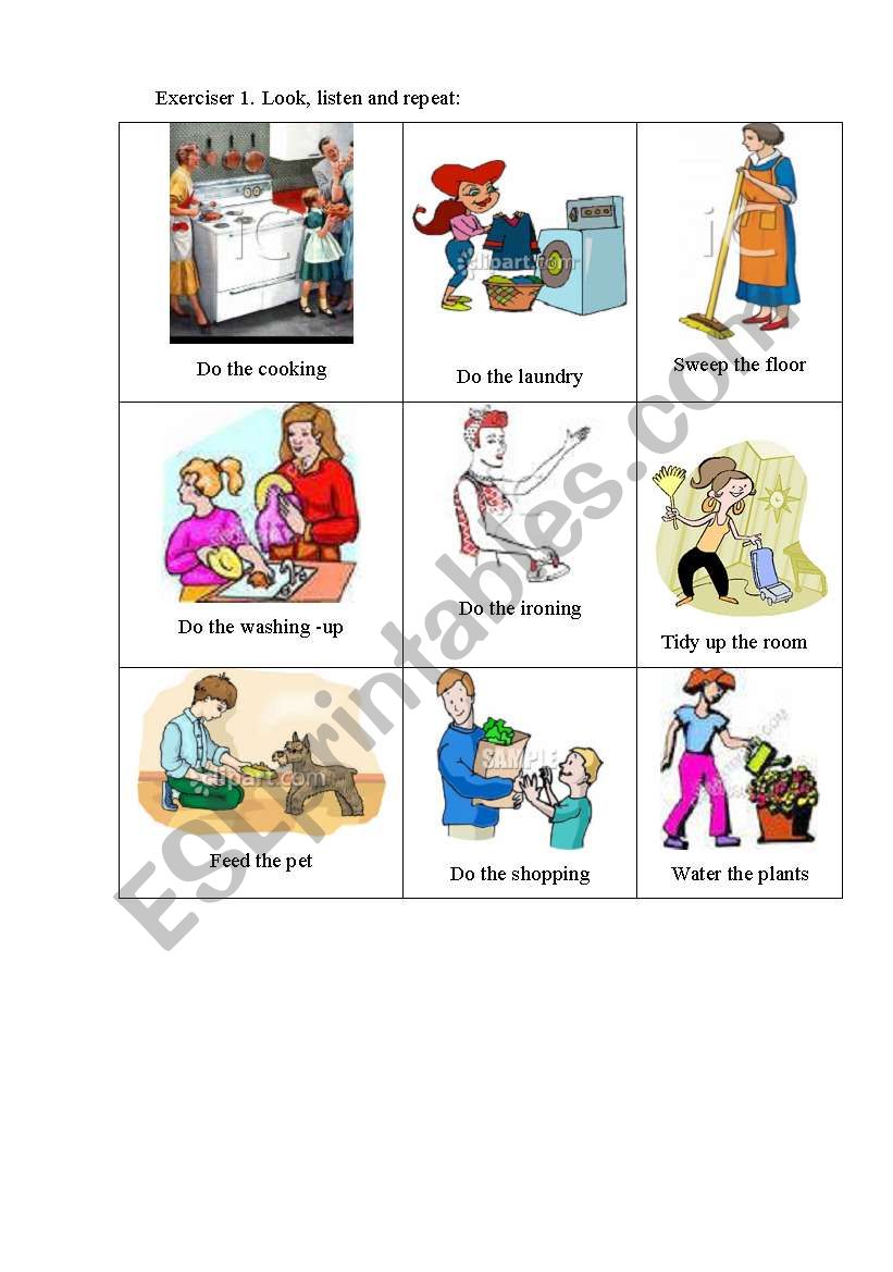 household chores worksheet