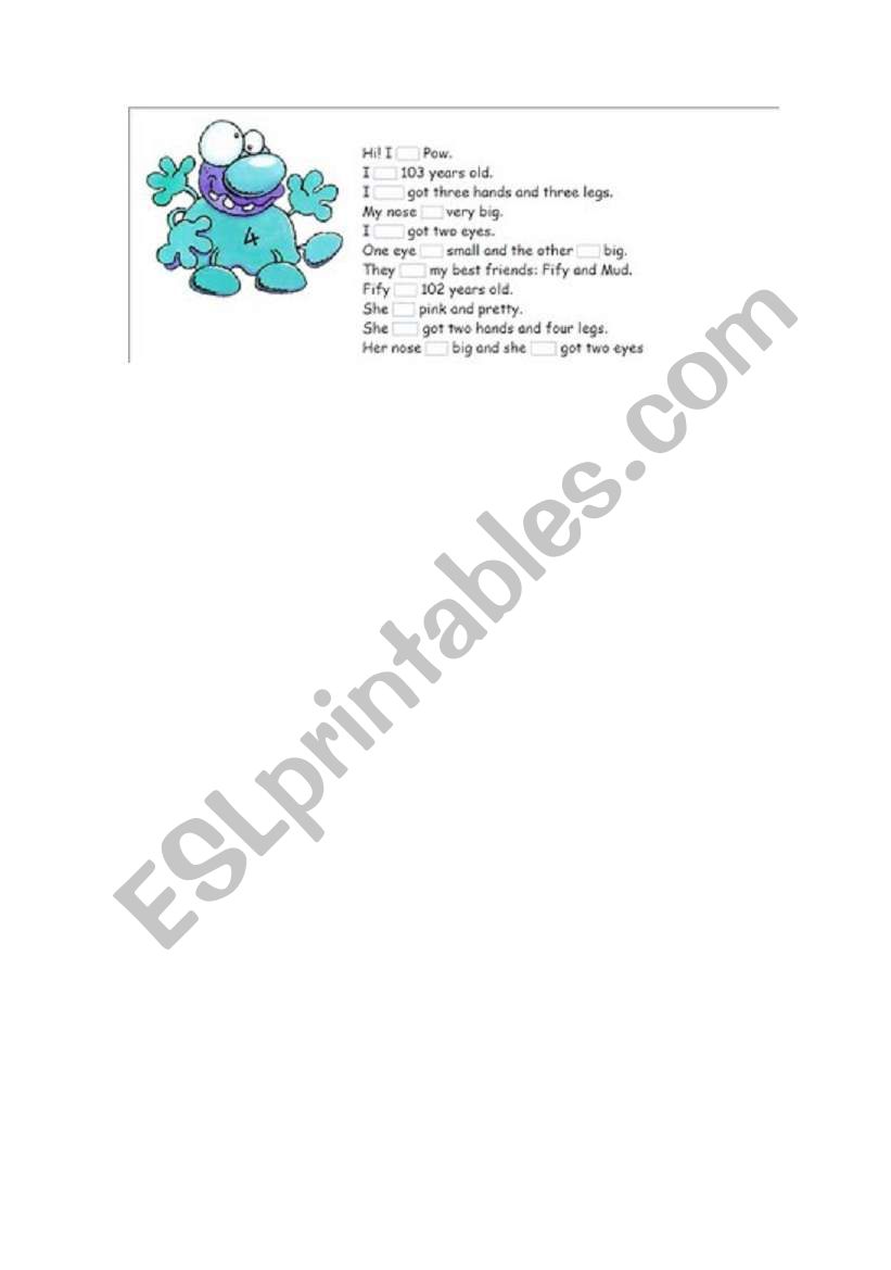 monster worksheet