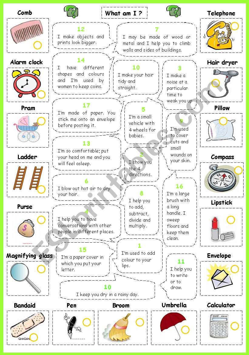 What am I? (with objects) worksheet