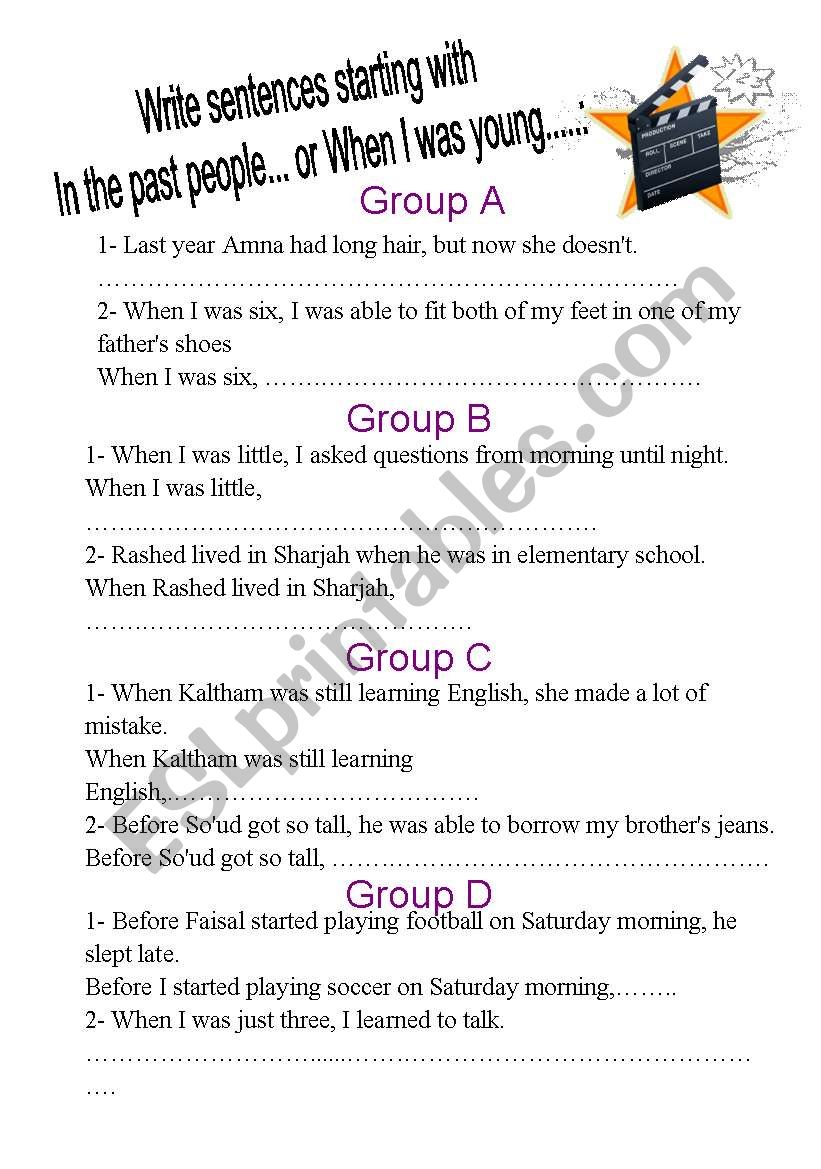 adverbial time clause worksheet