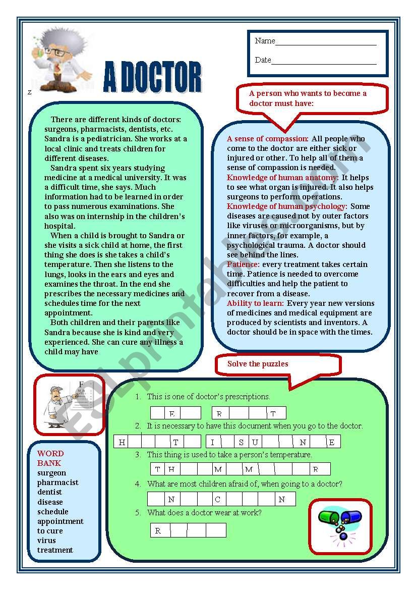 A doctor worksheet