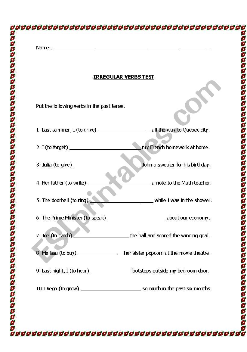 Simple past - irregular verbs test