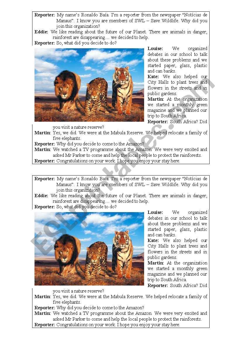 Interview about animals worksheet