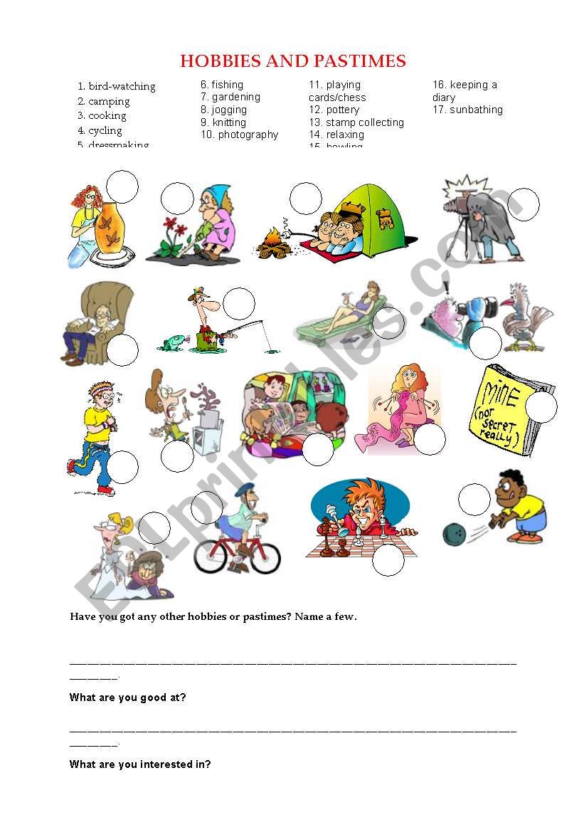 Hobbies and Pastimes worksheet