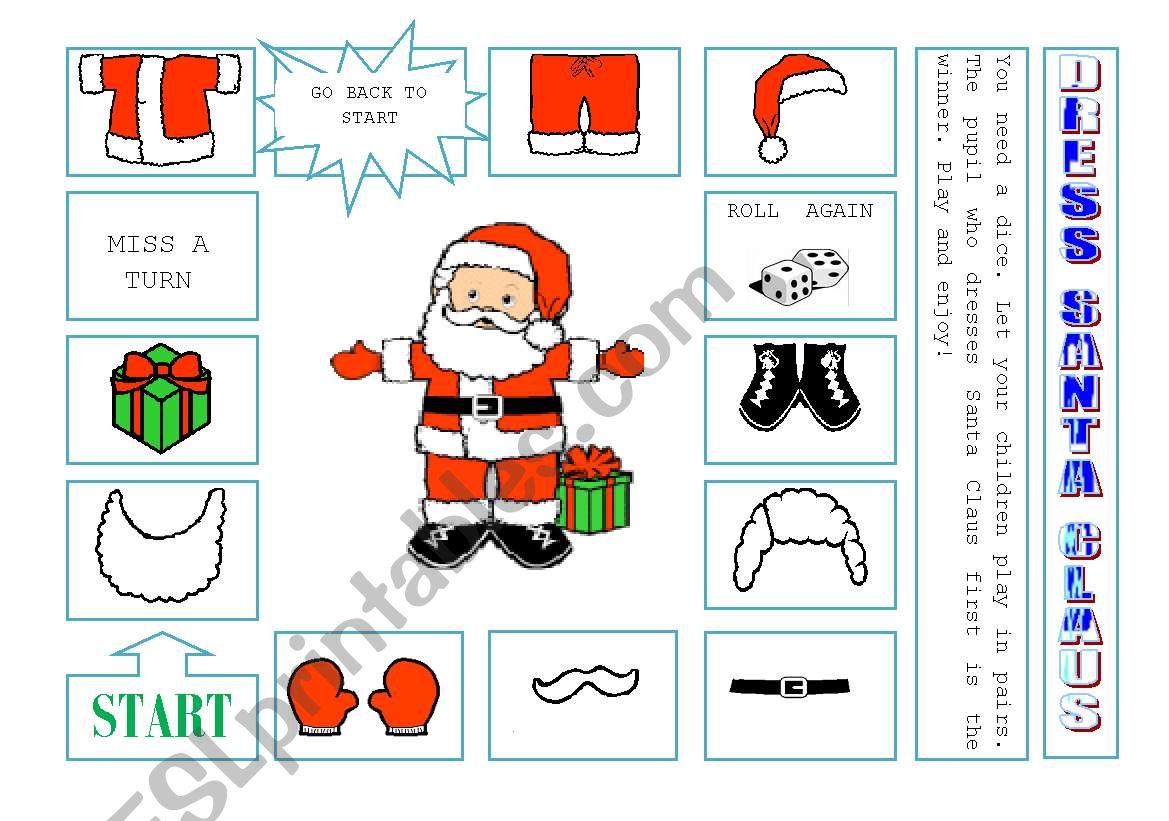 DRESS SANTA CLAUS worksheet