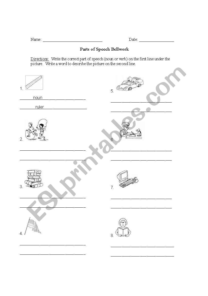 Parts of Speech (noun or verb)