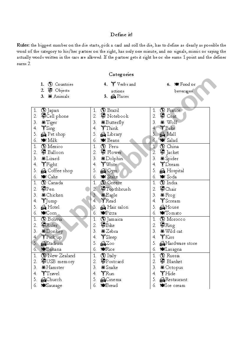 DEFINE IT! worksheet