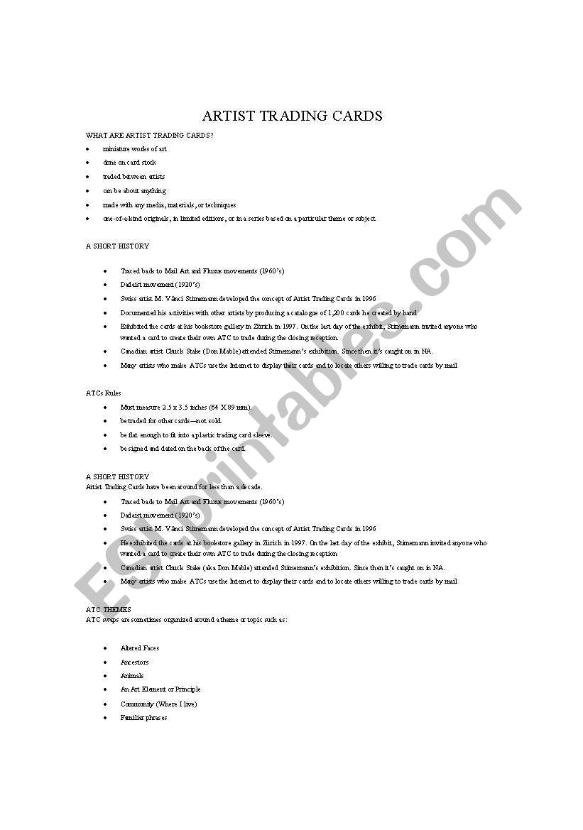 ATCs worksheet