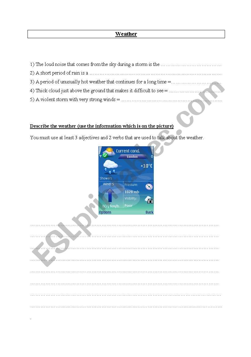 weather : Weather forecast worksheet