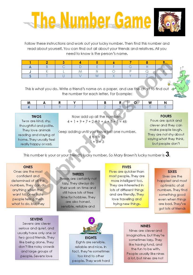 The Number Games - Adjectives and Descriptions