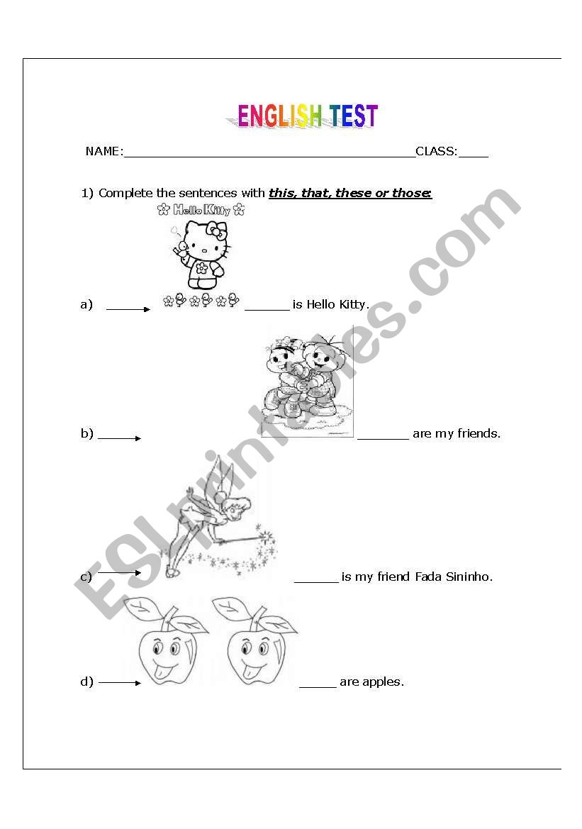 ENGLISH TEST worksheet