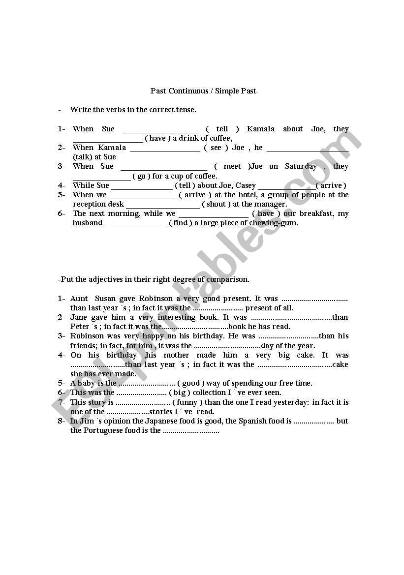 Past Simple / Past Continuous worksheet